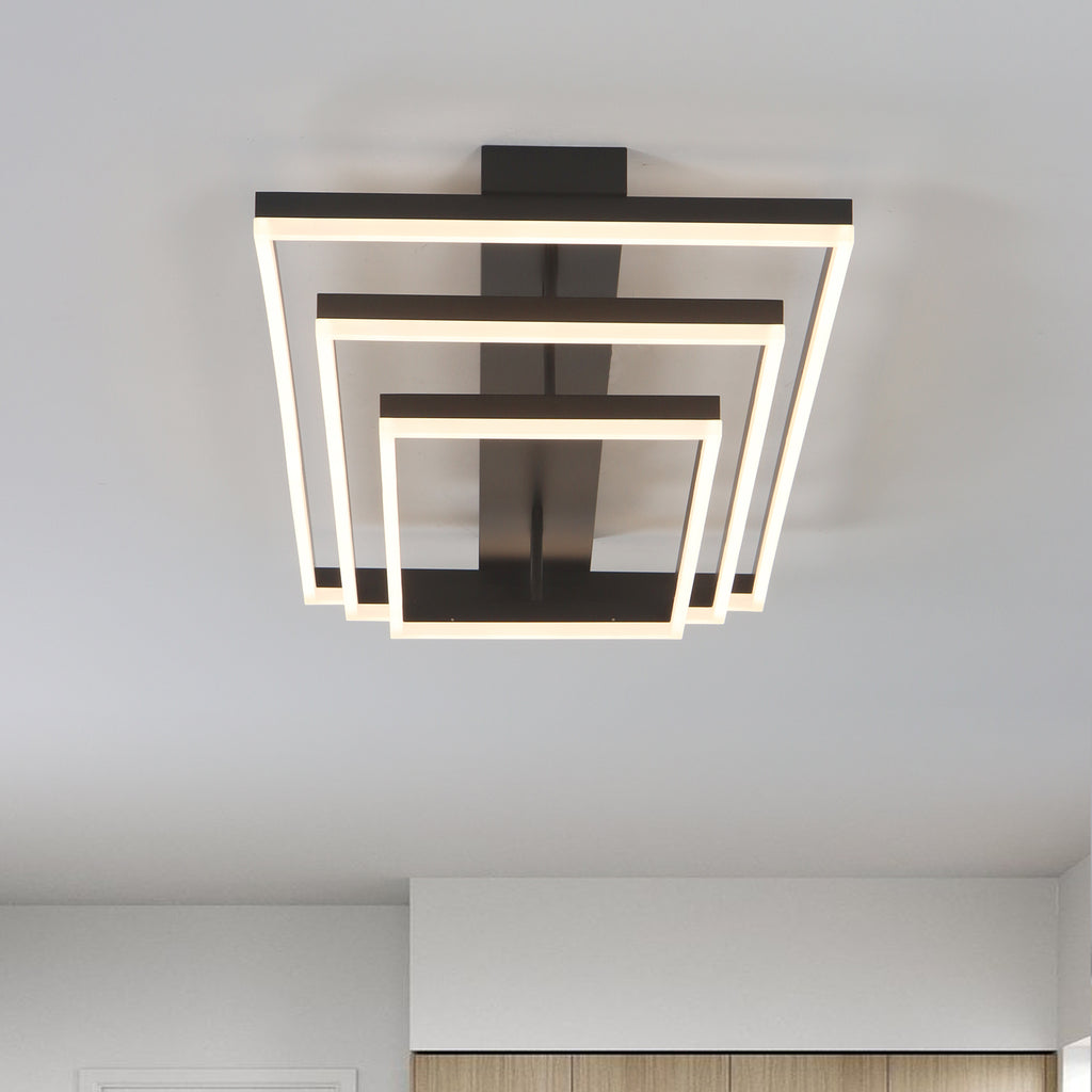 Rectangular BlacK Integrated LED Dimmable Flush Mount Ceiling Light
