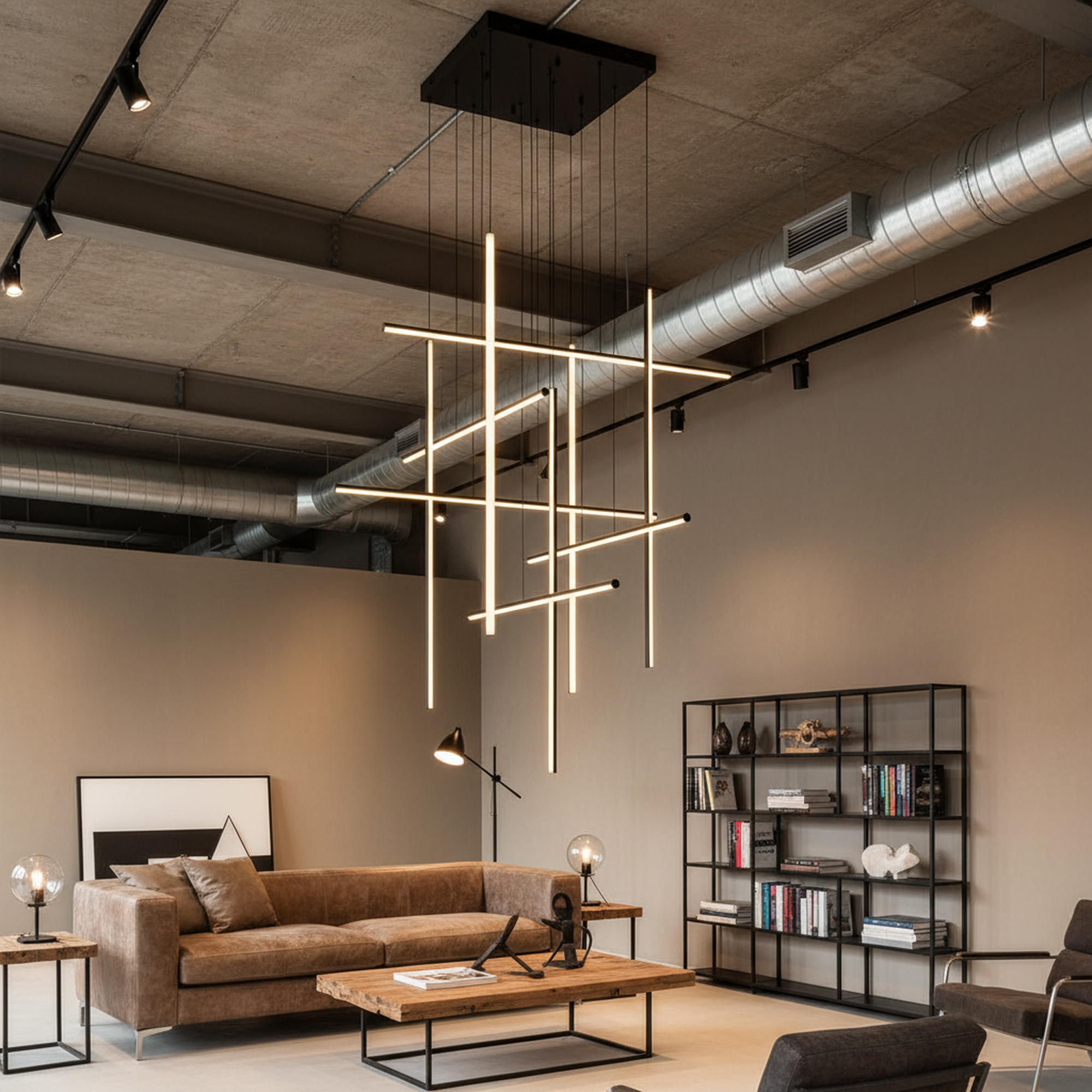 Modern Integrated LED Dimmable Linear Long Chandelier