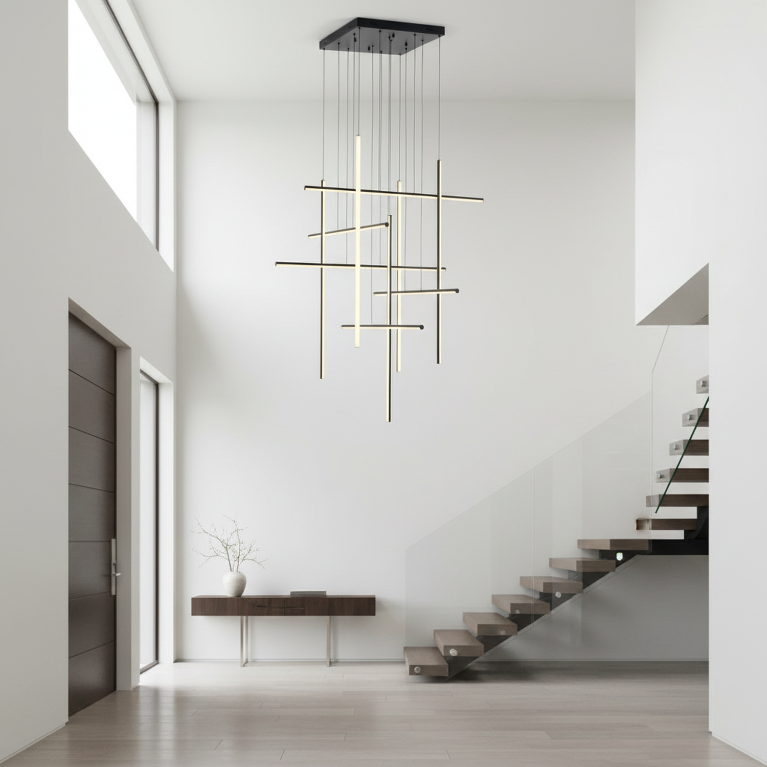 Modern Integrated LED Dimmable Linear Long Chandelier