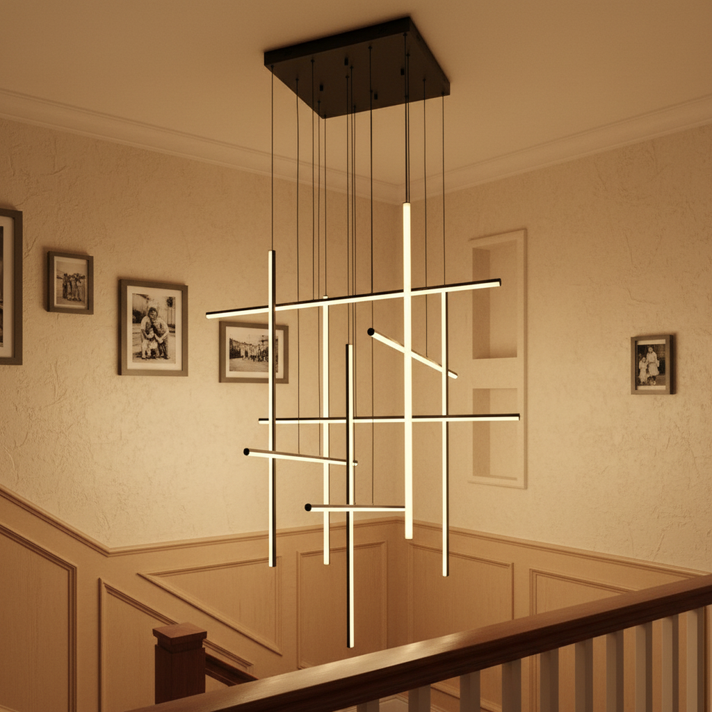 Modern Integrated LED Dimmable Linear Long Chandelier