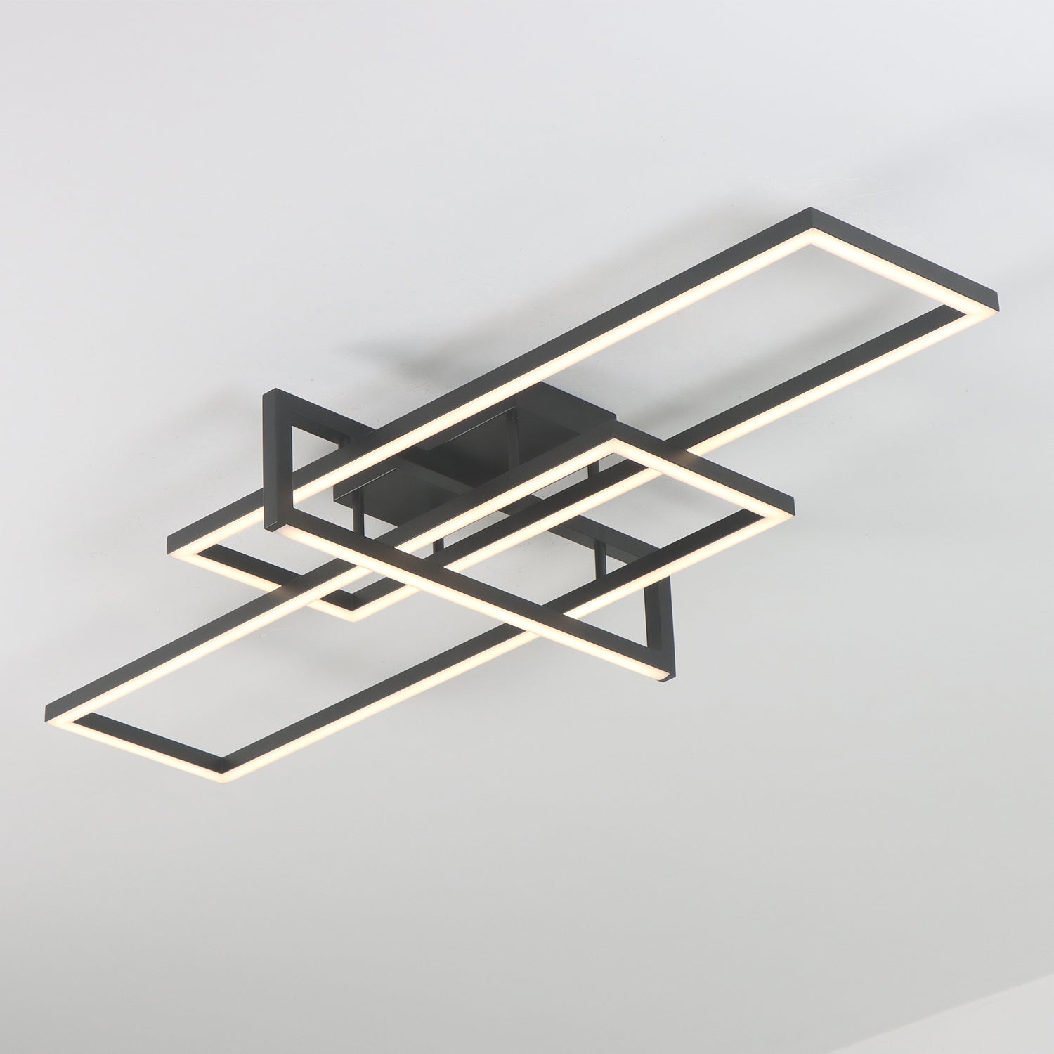 47" 3 Light Gemotric Black Triac Dimmable LED Flush Mount