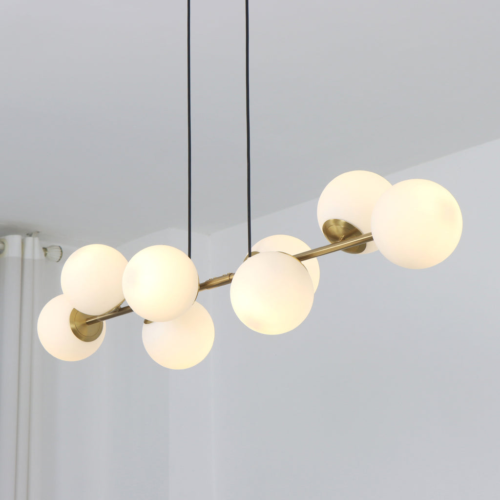 49" 8-Light Bubble Glass Chandelier for Kitchen Island Living Room