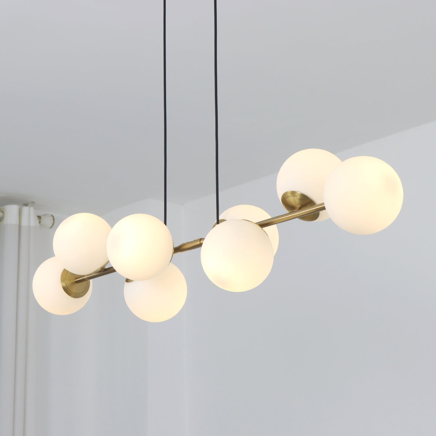 49" 8-Light Bubble Glass Chandelier for Kitchen Island Living Room