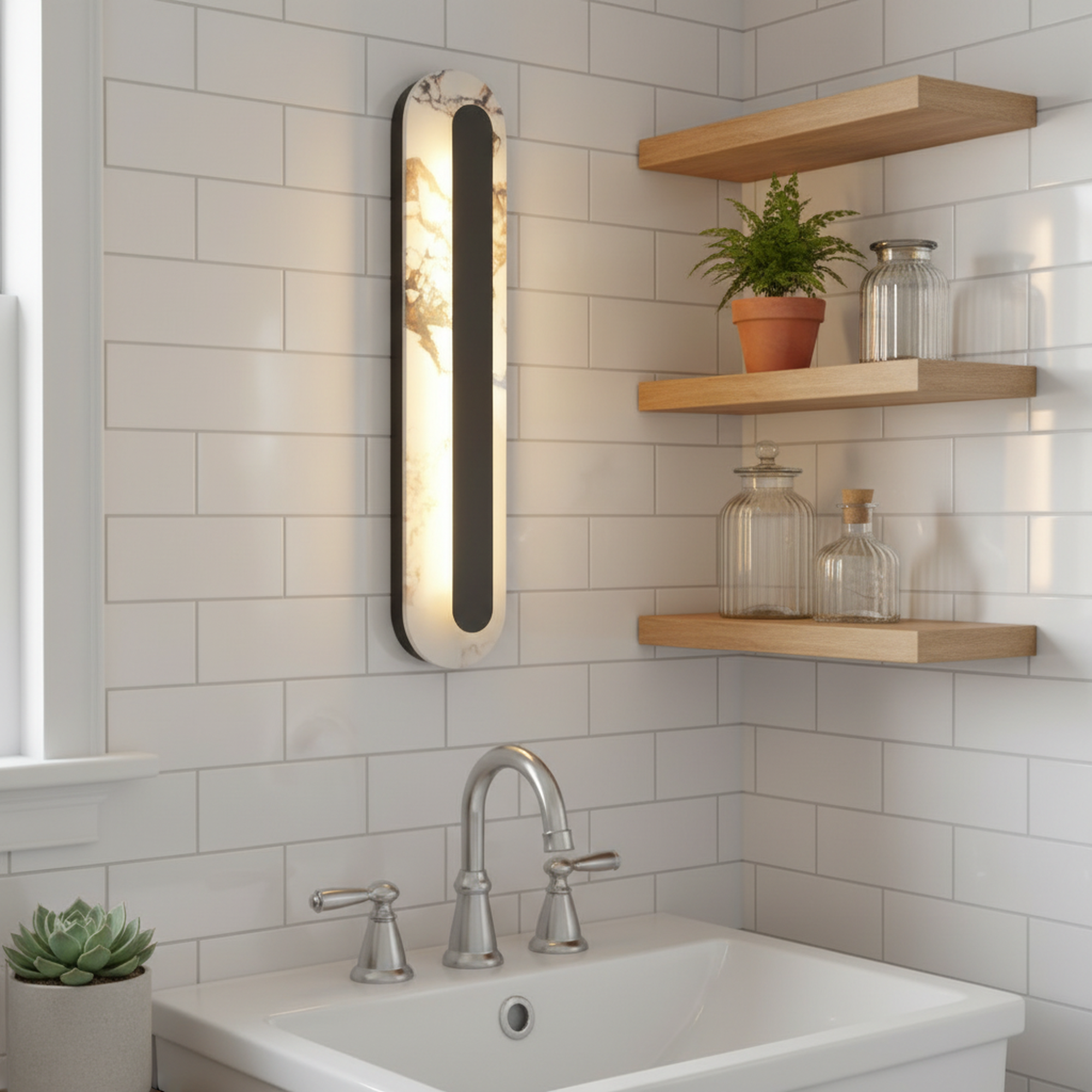 24 Inch Marble Waterproof Wall Lights ,Entrance Stairs Hallway Wall Sconce with 3000K Warm Light