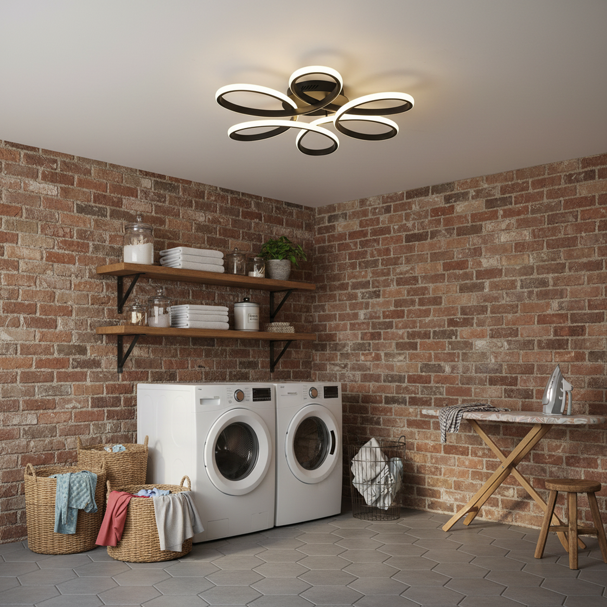 23 in. Flower Modern LED 3000K Triac Dimmable Flush Mount Ceiling Light