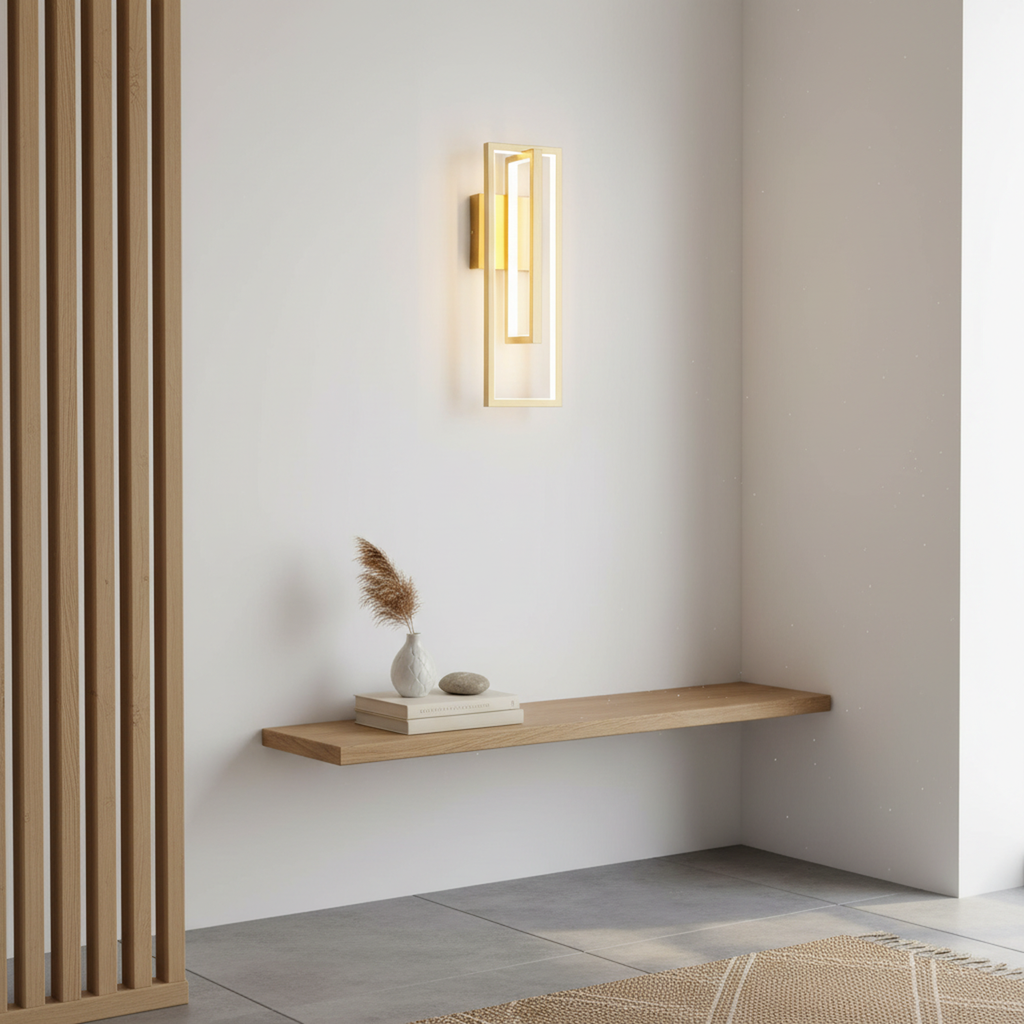 19"H Modern Dimmable LED Rectangle Black/Gold Wall Sconce