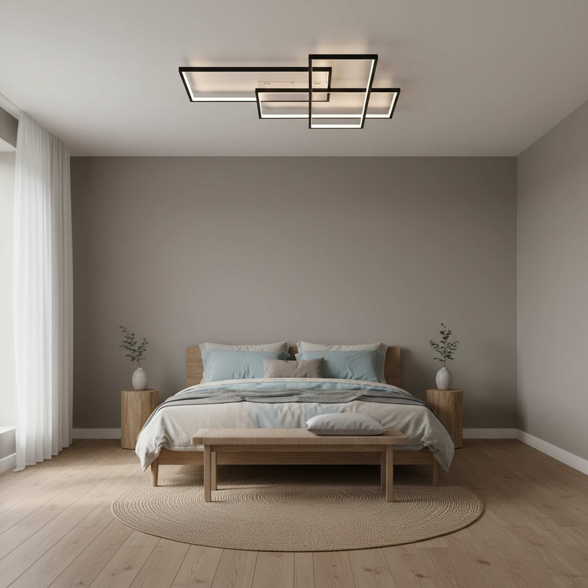 39.7" 3 Lights Gemotric Black/Gold Dimmable LED Flush Mount