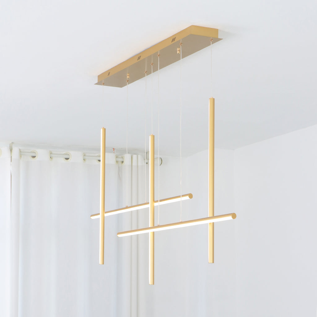 Modern Integrated LED Dimmable Linear Long Chandelier