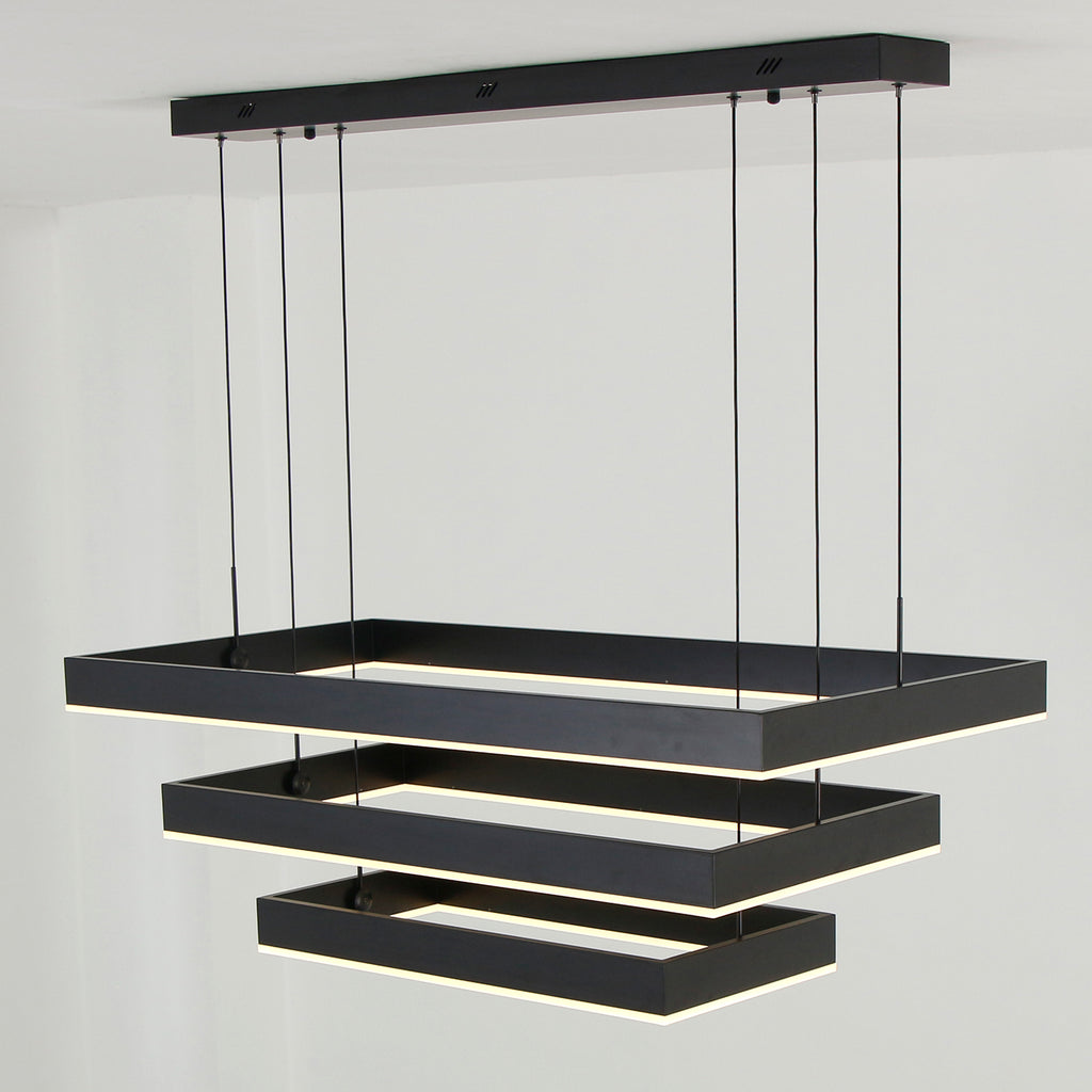 3-Lights 39 in. Rectangular Dimmable Integrated LED Chandelier