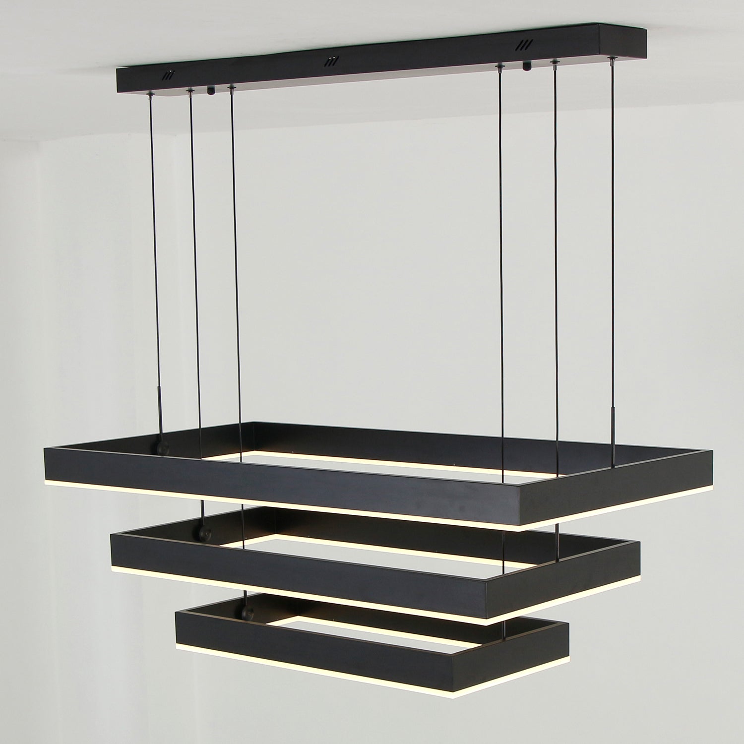3-Lights 39 in. Rectangular Dimmable Integrated LED Chandelier