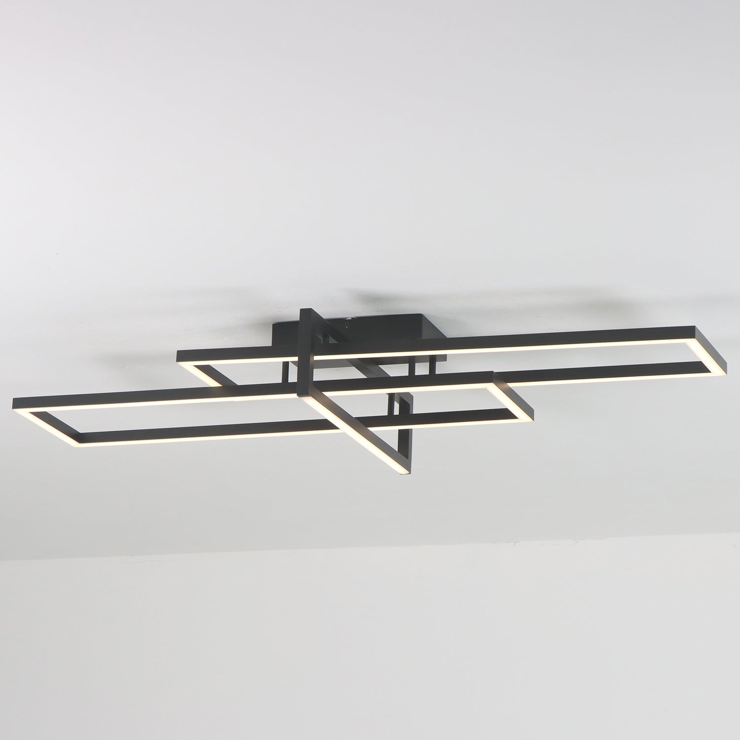 47" 3 Light Gemotric Black Triac Dimmable LED Flush Mount