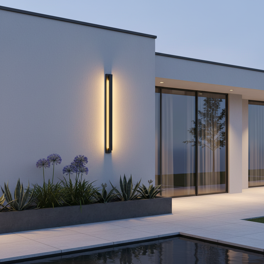 Black Rectangular Outdoor Waterproof Integrated LED Wall Sconce 3000K Warm Light
