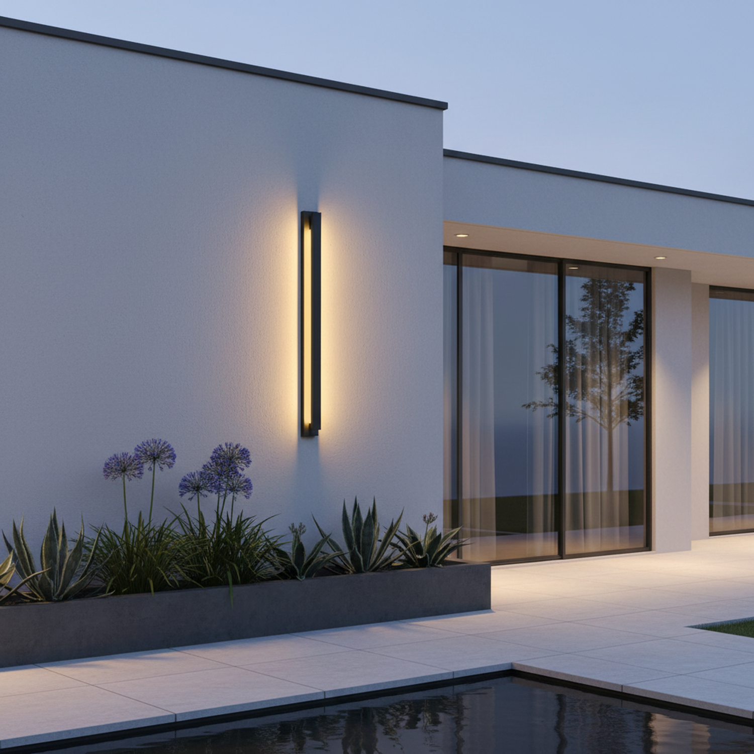 Black Rectangular Outdoor Waterproof Integrated LED Wall Sconce 3000K Warm Light
