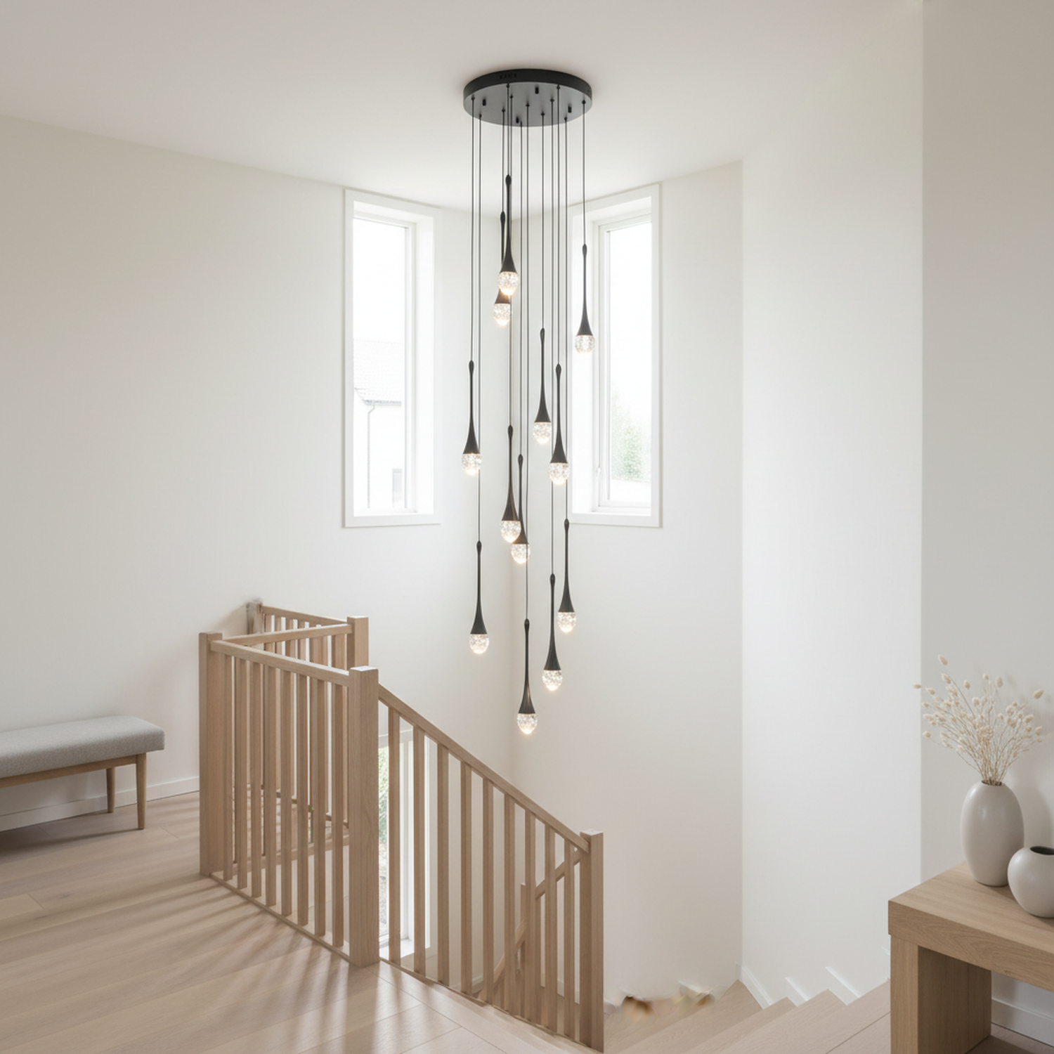 3/6/12 Lights Raindrop Triac Dimmable LED Chandelier with Bubble Crystal Shade