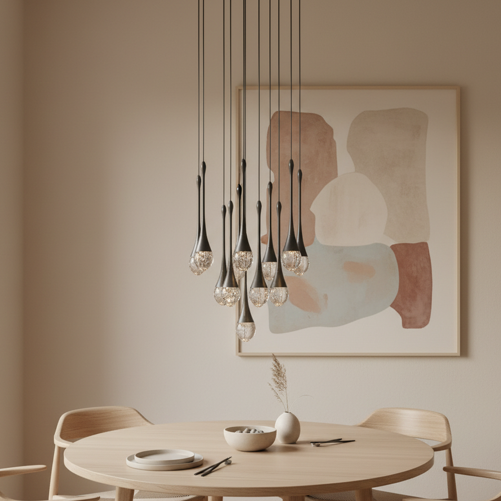 3/6/12 Lights Raindrop Triac Dimmable LED Chandelier with Bubble Crystal Shade