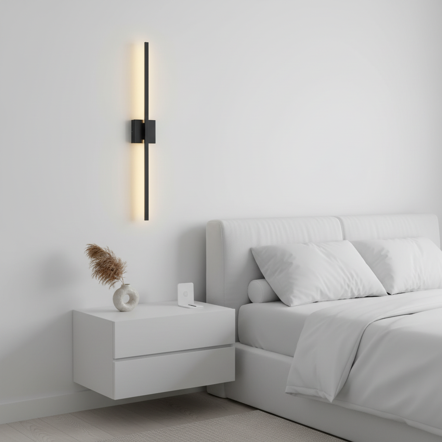 Modern LED Line Wall Sconces Traic Switch Dimming Alumnium Black/Silver/Gold Wall Light for Living Bedroom, Kitchen, Bathroom, Office Room