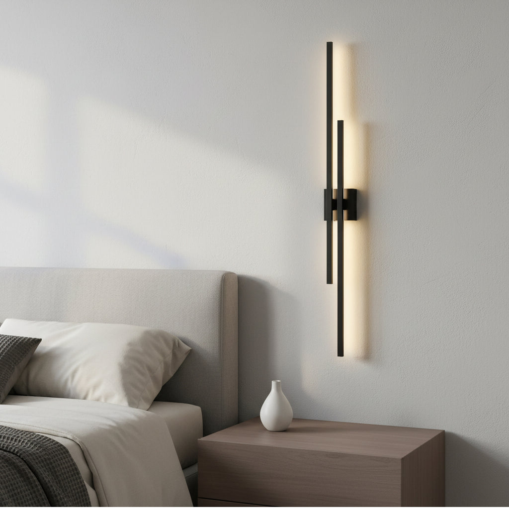 28/35/44 Inch 2-Lights Black 3 CCT Dimmable Linear Wall Sconce