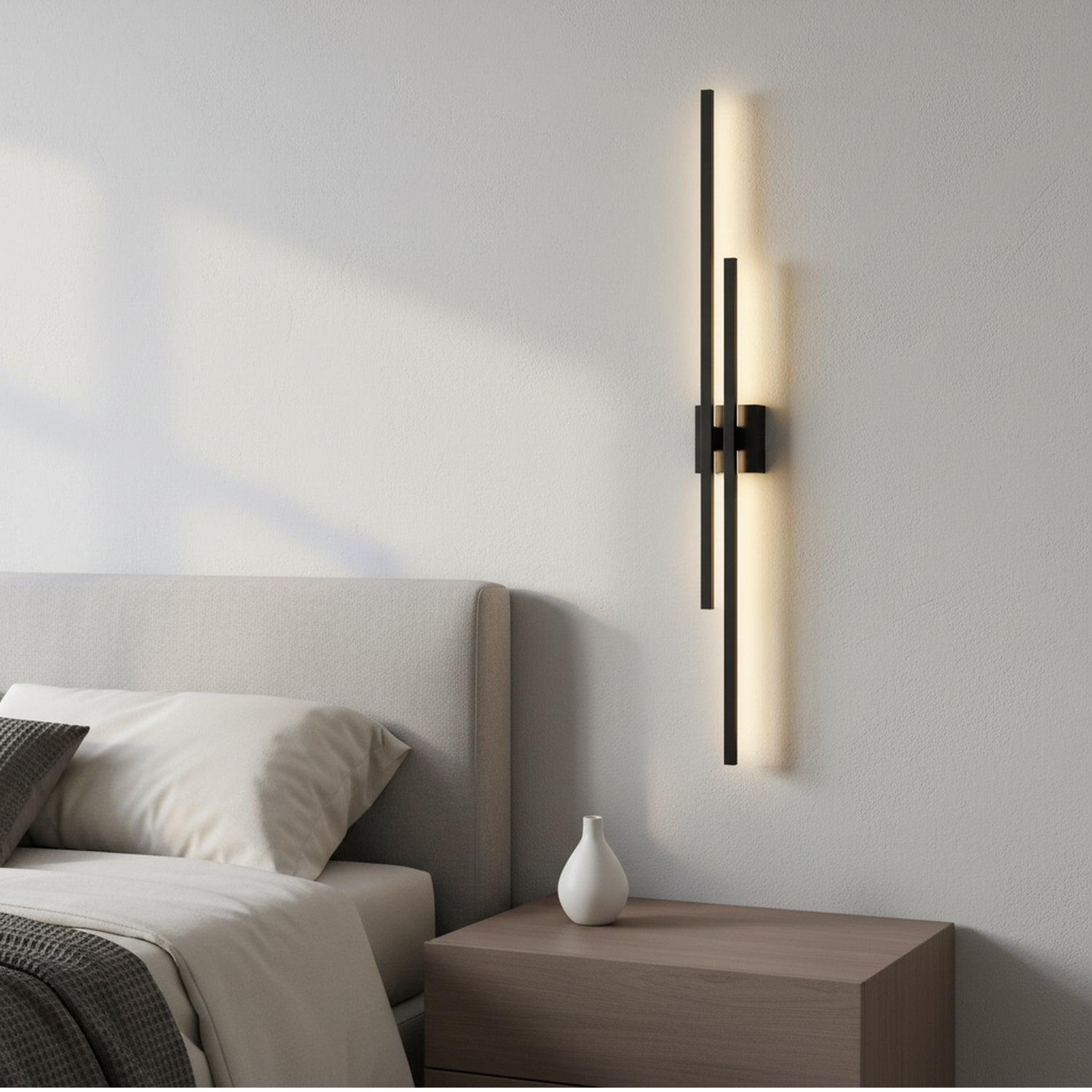28/35/44 Inch 2-Lights Black 3 CCT Dimmable Linear Wall Sconce