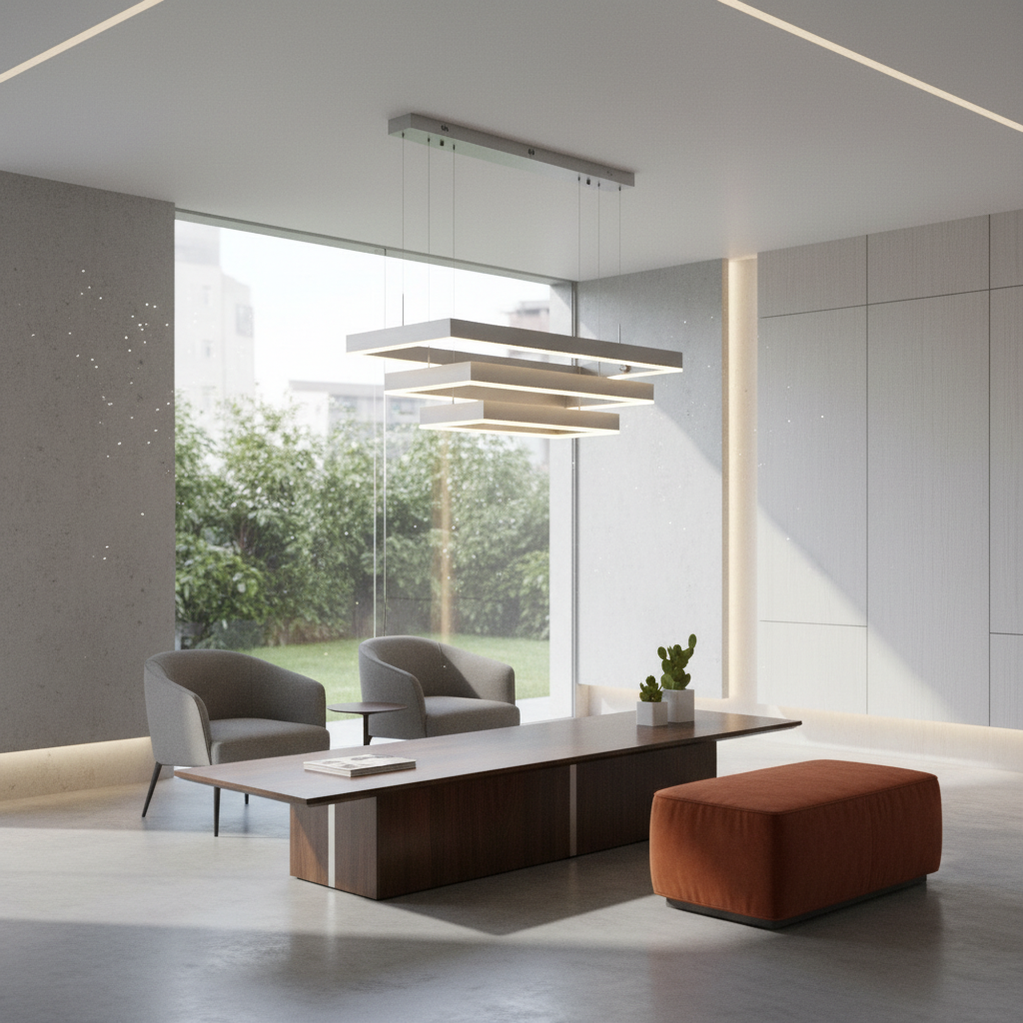 3-Lights 39 in. Rectangular Dimmable Integrated LED Chandelier