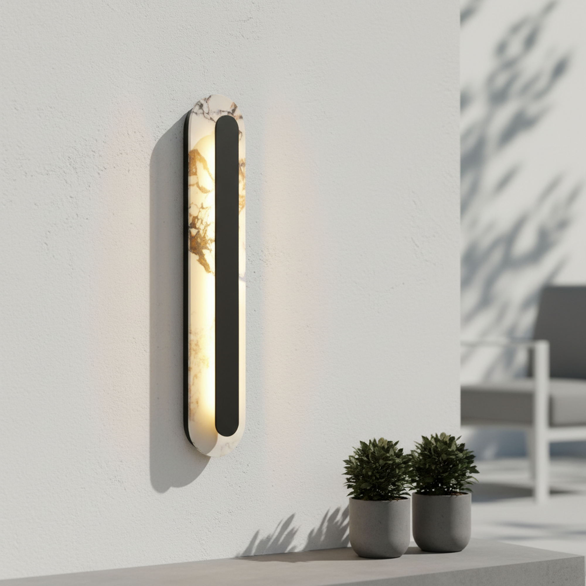 24 Inch Marble Waterproof Wall Lights ,Entrance Stairs Hallway Wall Sconce with 3000K Warm Light