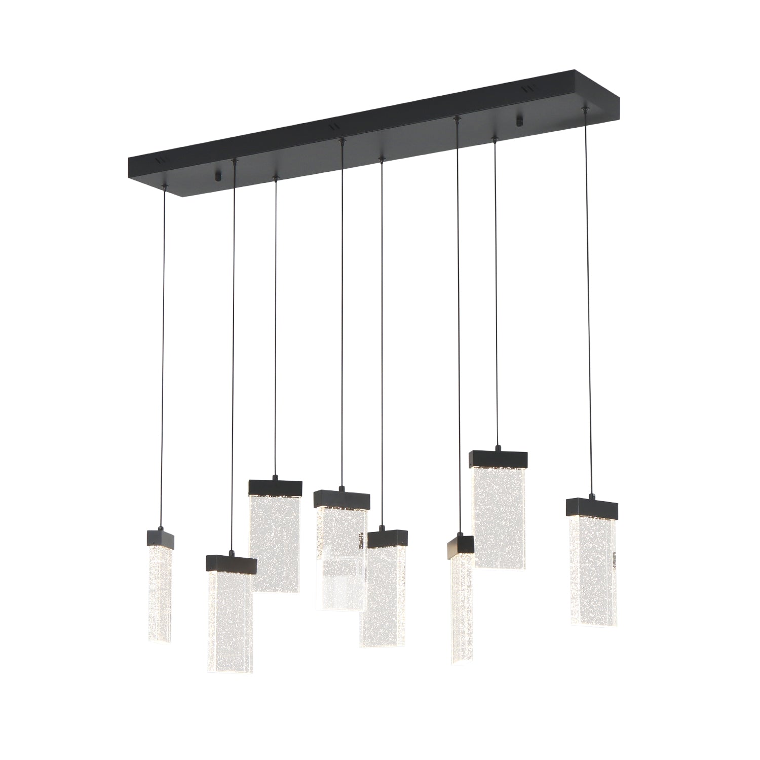 1/8/9 Lights Rectangular Bubble Crystal LED Chandelier with Black Plate