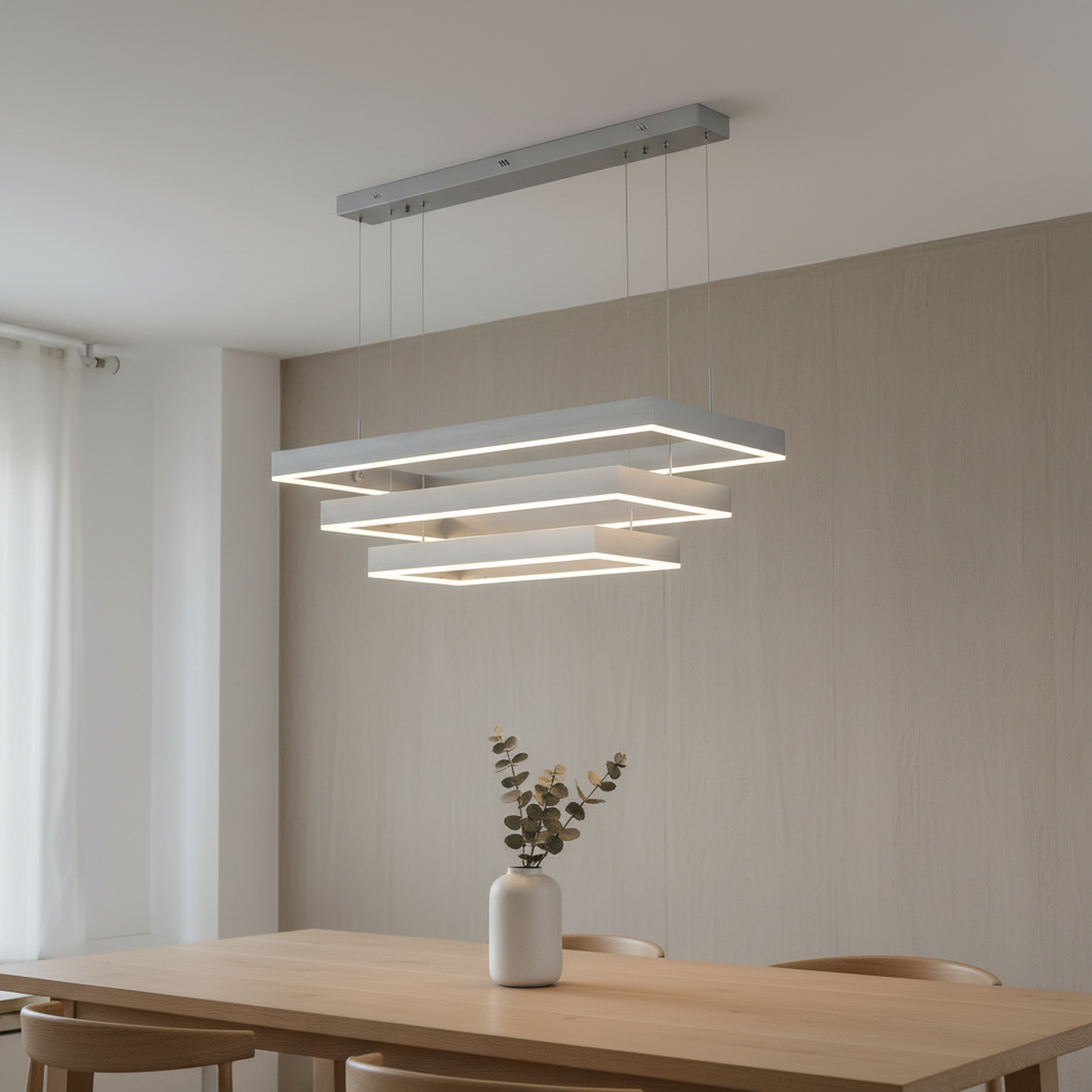 3-Lights 39 in. Rectangular Dimmable Integrated LED Chandelier