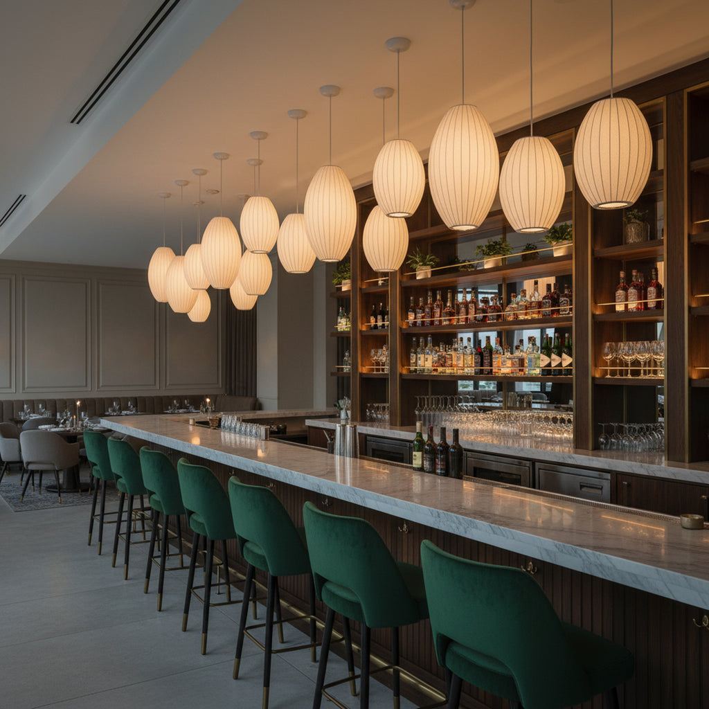 14/21 Inch 1-Light Drum White Silk Pendant Light for Restaurant Kitchen Entrance