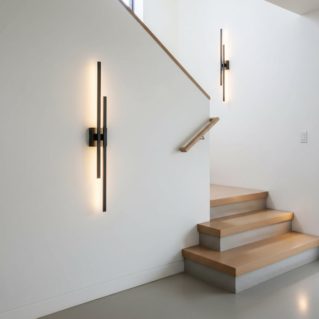 28/35/44 Inch 2-Lights Black 3 CCT Dimmable Linear Wall Sconce