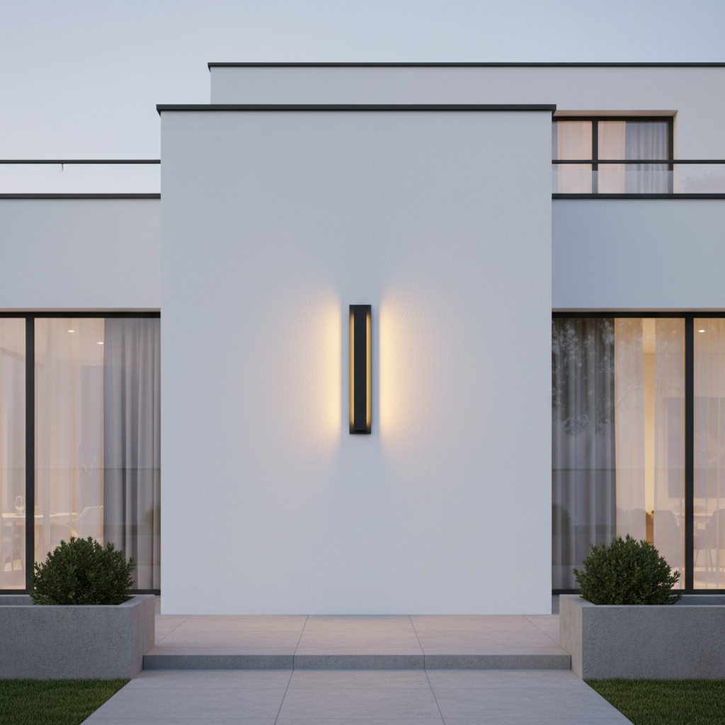 Black Rectangular Outdoor Waterproof Integrated LED Wall Sconce 3000K Warm Light