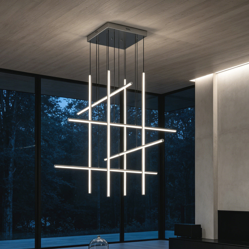 Modern Integrated LED Dimmable Linear Long Chandelier
