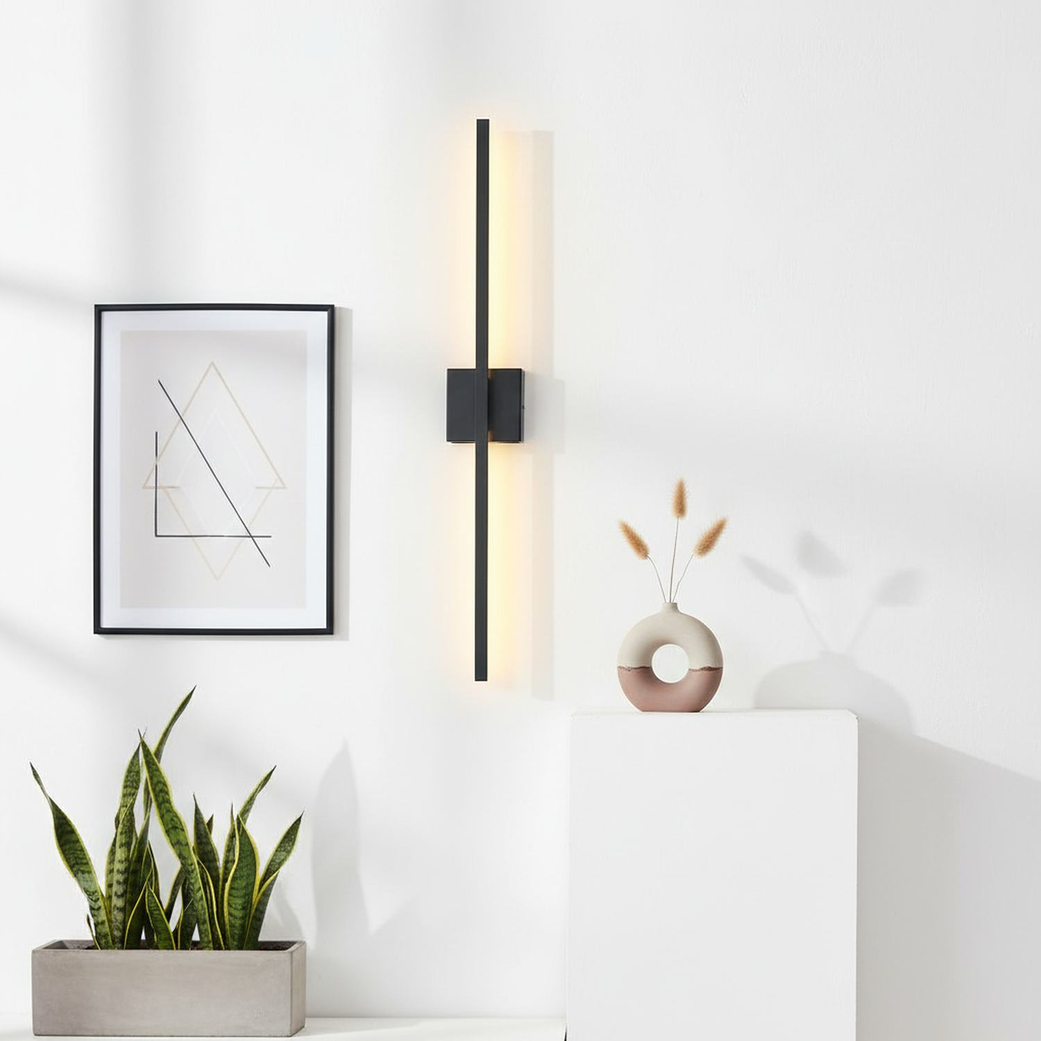 Modern LED Line Wall Sconces Traic Switch Dimming Alumnium Black/Silver/Gold Wall Light for Living Bedroom, Kitchen, Bathroom, Office Room