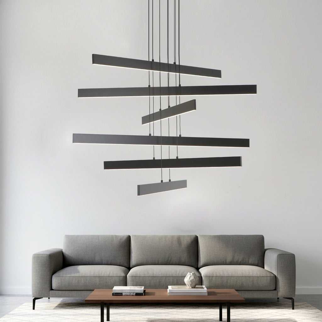 3/6 Lights 43.7"  Linear Sputnik Chandeliers for Dining Living Rooms,3000K