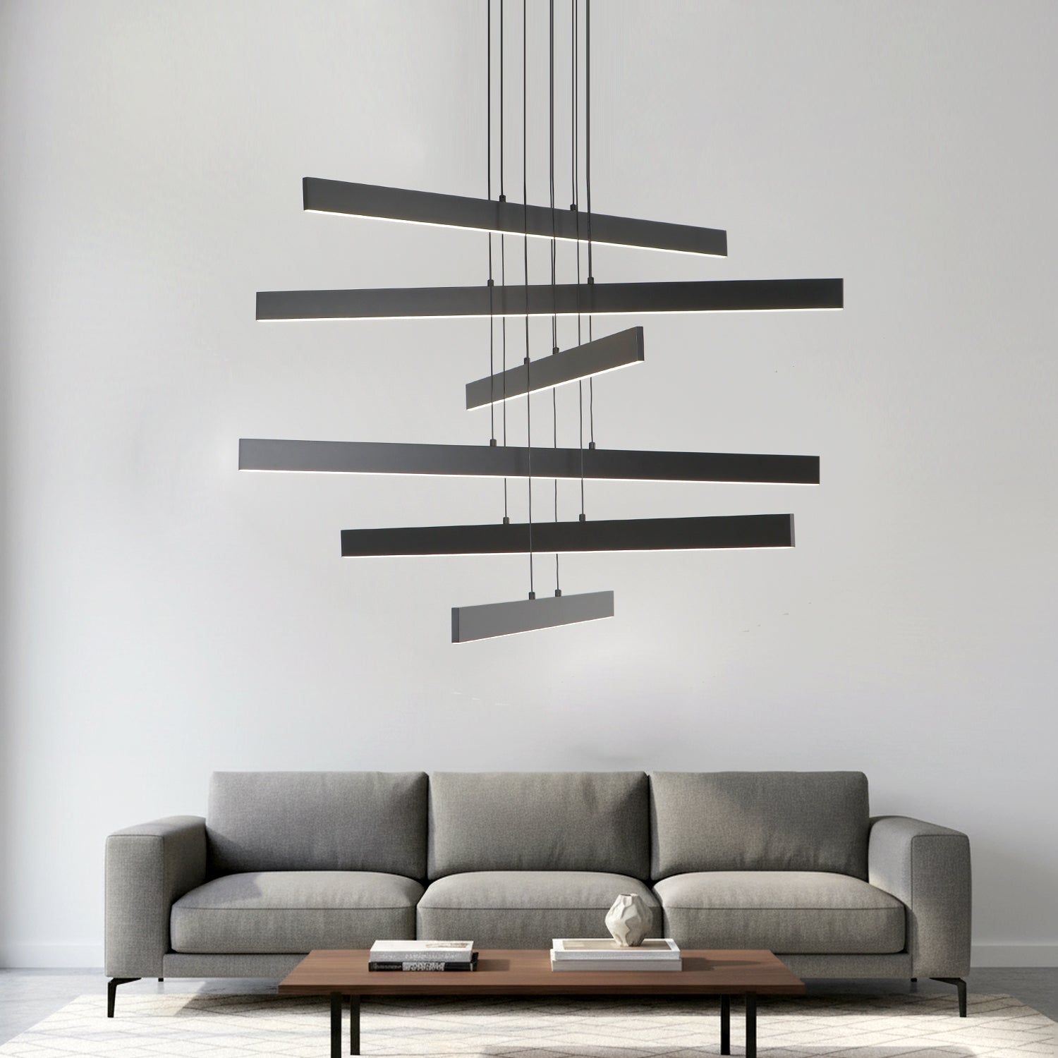 3/6 Lights 43.7"  Linear Sputnik Chandeliers for Dining Living Rooms,3000K