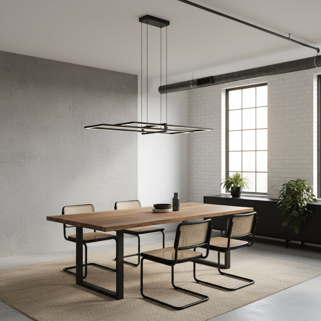 48" Black Rectangle Modern LED Dimmable Chandelier,3000K Warm Light