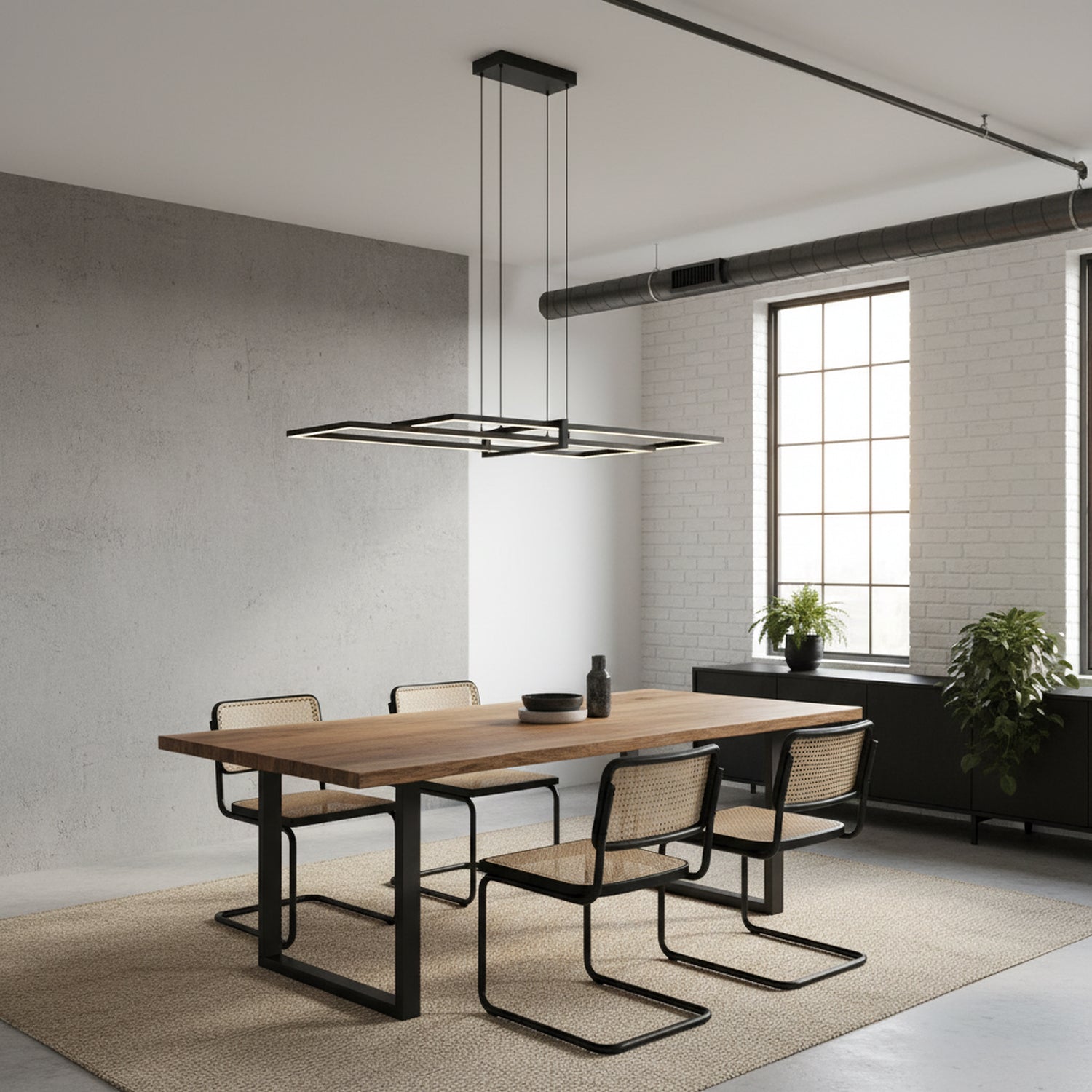 48" Black Rectangle Modern LED Dimmable Chandelier,3000K Warm Light