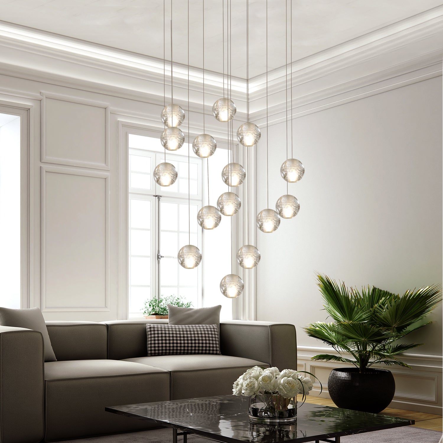 Raindrop 14 Lights Crystal Chandelier with G4 Bulb Base