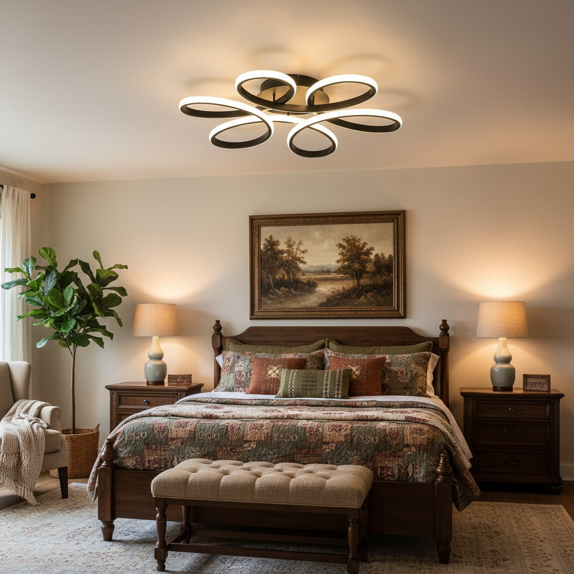 23 in. Flower Modern LED 3000K Triac Dimmable Flush Mount Ceiling Light