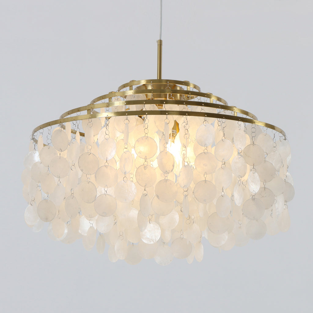 Capiz 1/3/6 Lights Shell Brass Chandelier with E12 Bulb Base