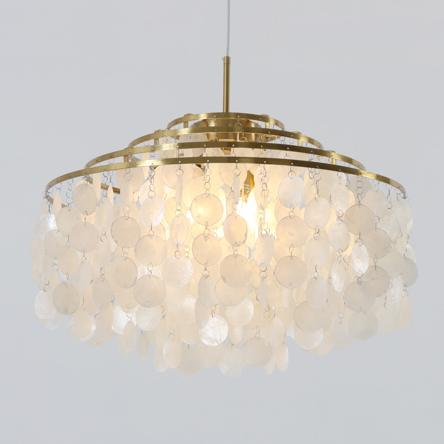 Capiz 1/3/6 Lights Shell Brass Chandelier with E12 Bulb Base