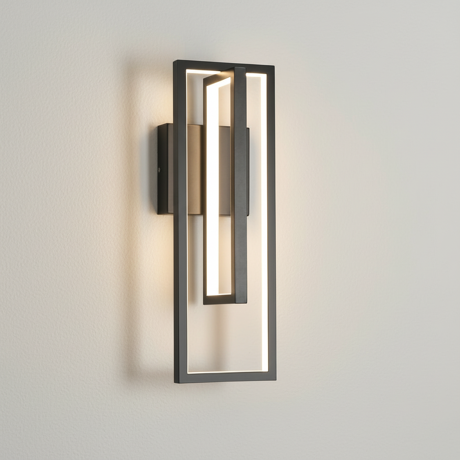 19"H Modern Dimmable LED Rectangle Black/Gold Wall Sconce