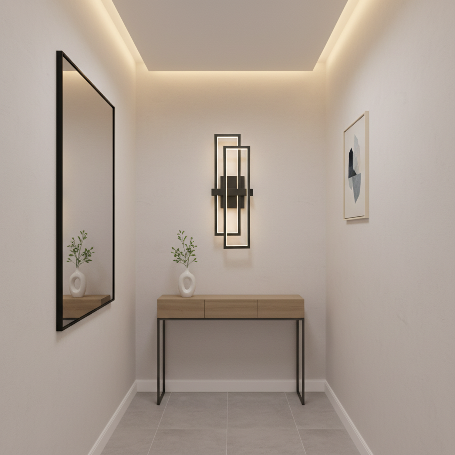 21"H Modern LED Dimmable Black Wall Sconce with Warm Light