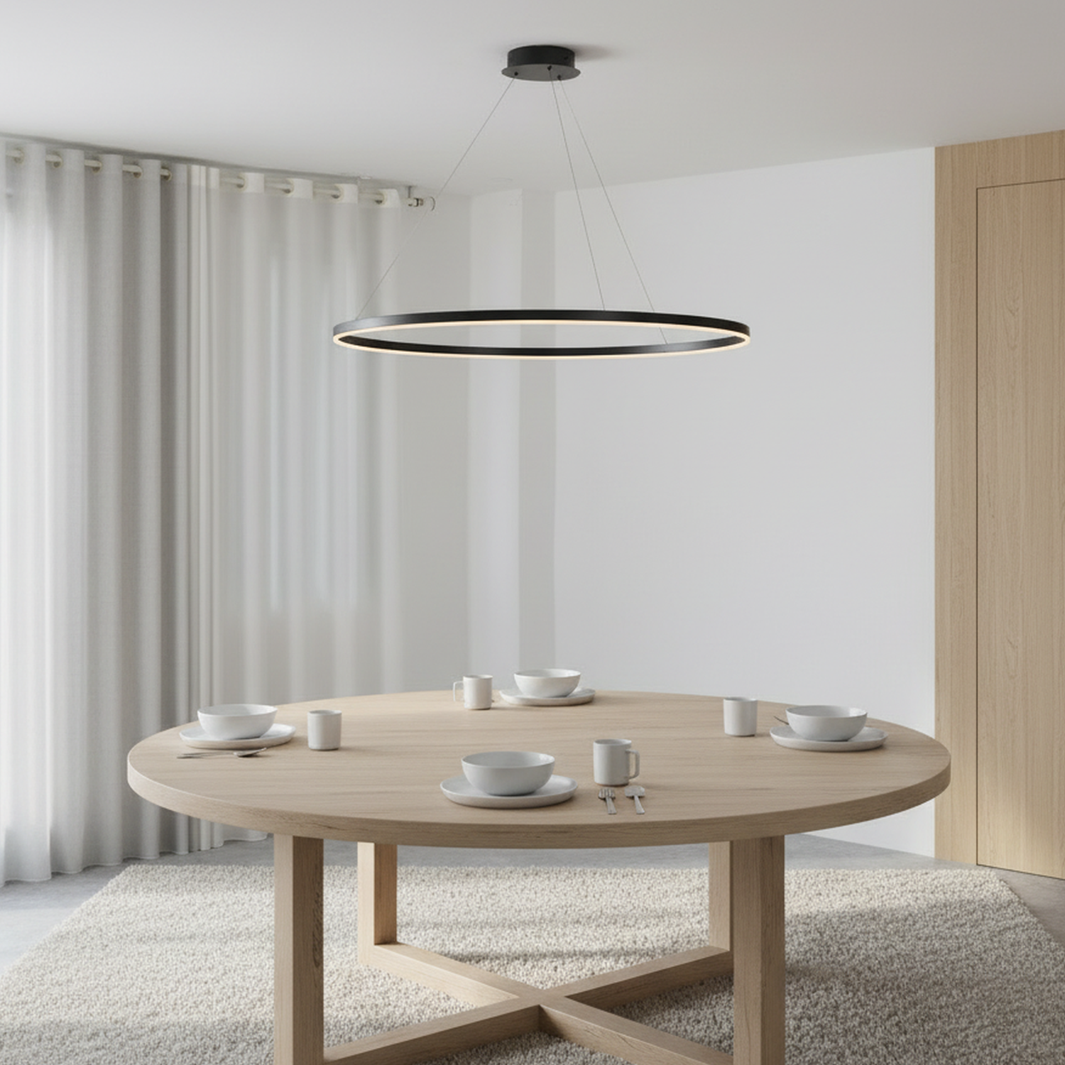 1 Ring LED Dimmable Acrylic Shade Pendant Light with Remote Control,H1.4"