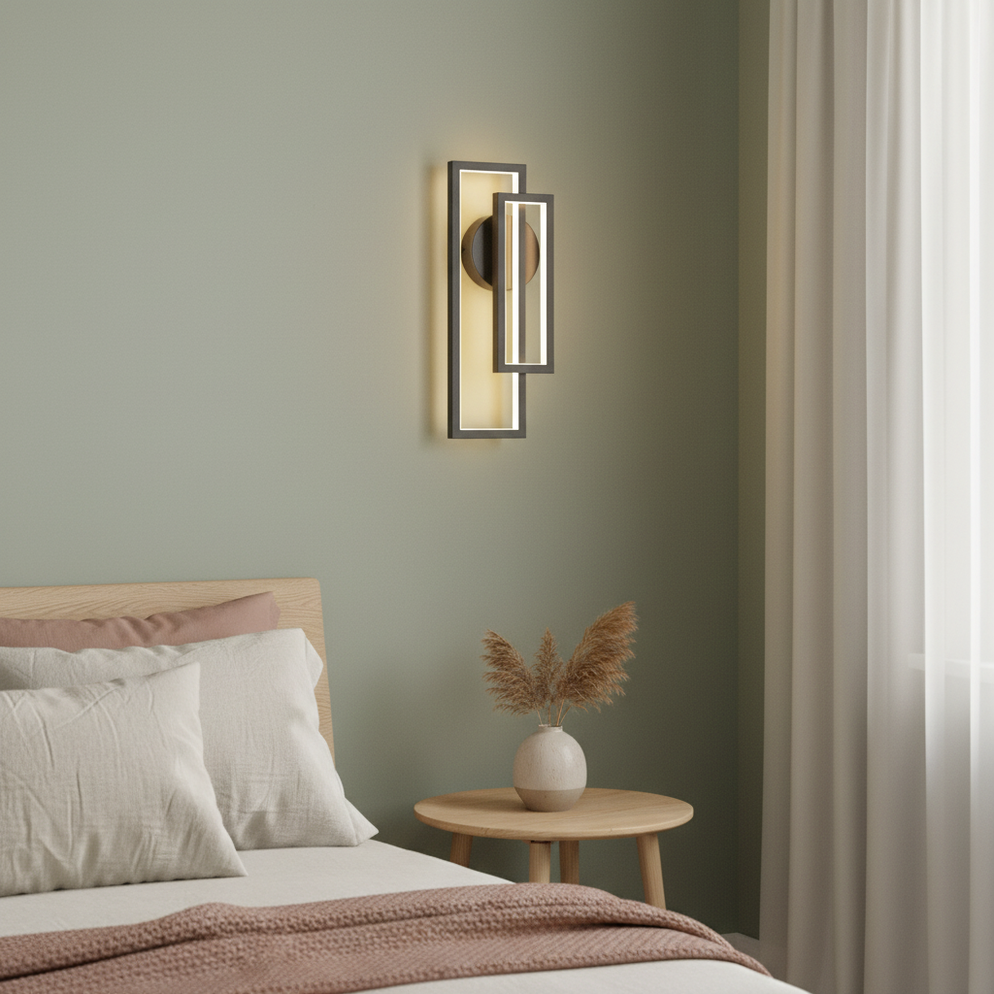 H17.7" 2-Lights Black Triac Dimmable LED Wall Sconce,2-Pack