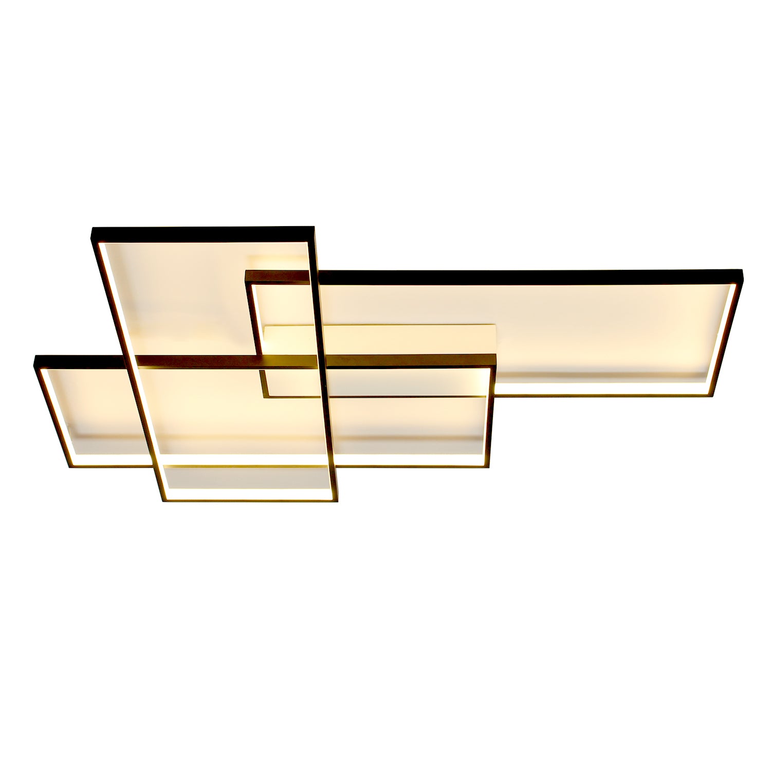 39.7" 3 Lights Gemotric Black/Gold Dimmable LED Flush Mount