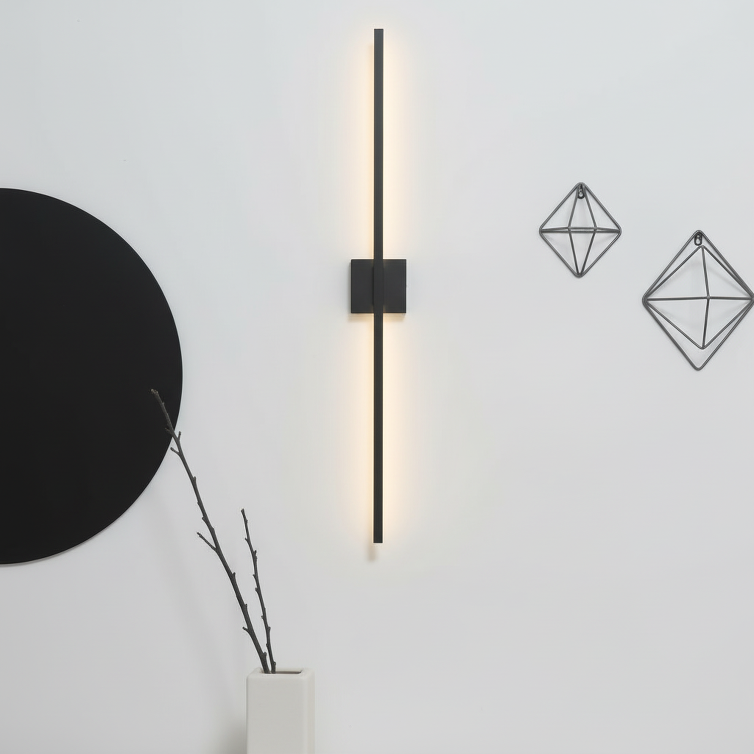 Modern LED Line Wall Sconces Traic Switch Dimming Alumnium Black/Silver/Gold Wall Light for Living Bedroom, Kitchen, Bathroom, Office Room