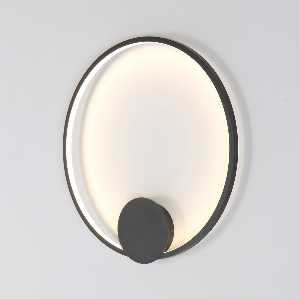 23.6" Modern LED Dimmable Black Circular Wall Light with Hardwired or Plug In
