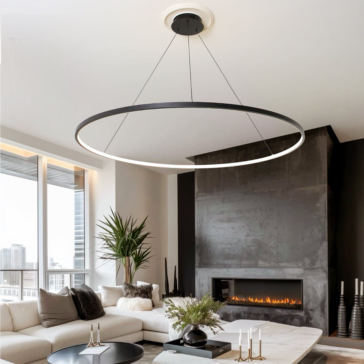 1 Ring Dimmable Integrated LED Pendatn Light,H0.8"