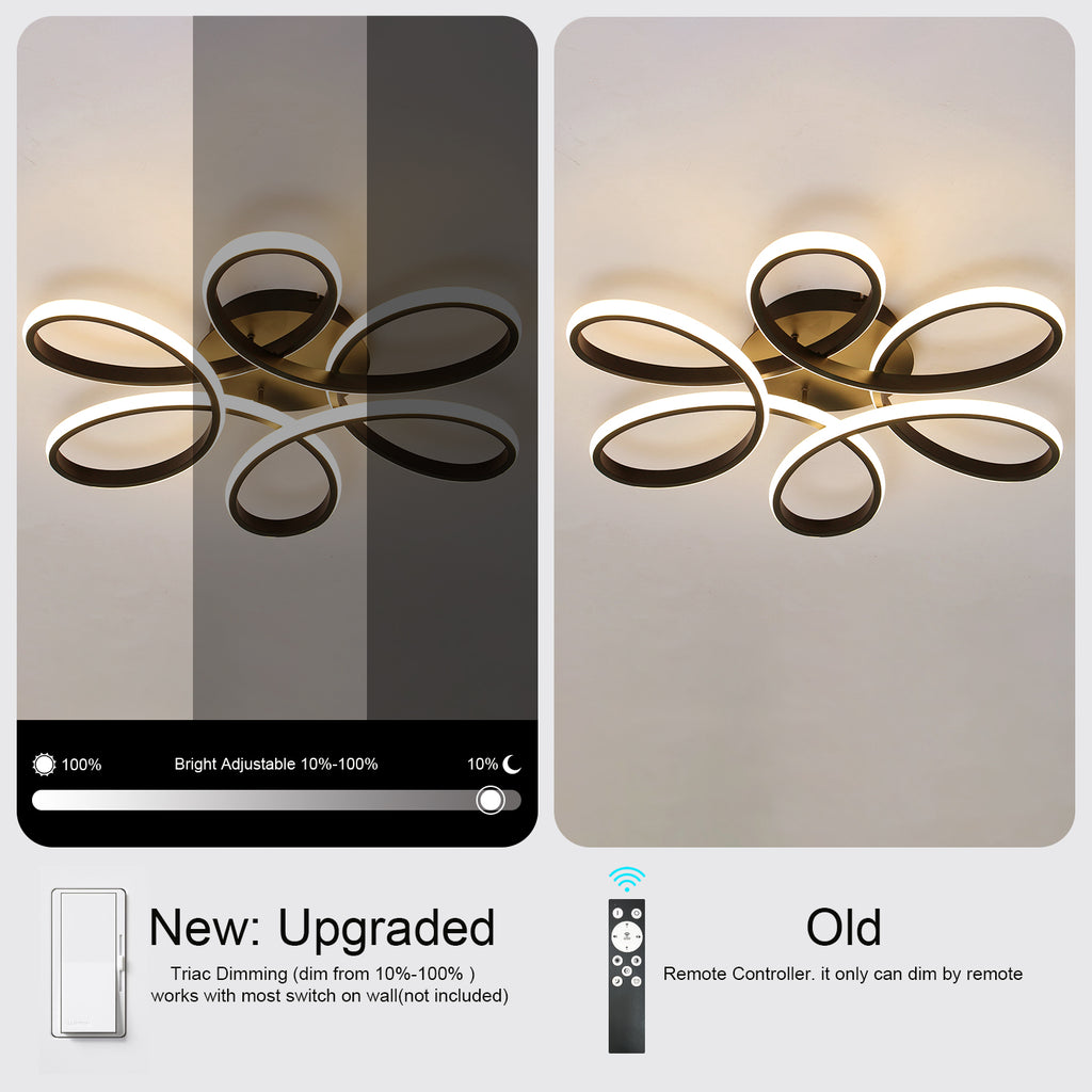 23 in. Flower Modern LED 3000K Triac Dimmable Flush Mount Ceiling Light