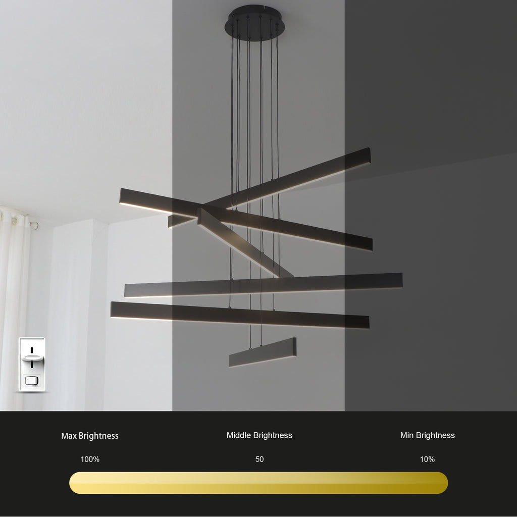3/6 Lights 43.7"  Linear Sputnik Chandeliers for Dining Living Rooms,3000K