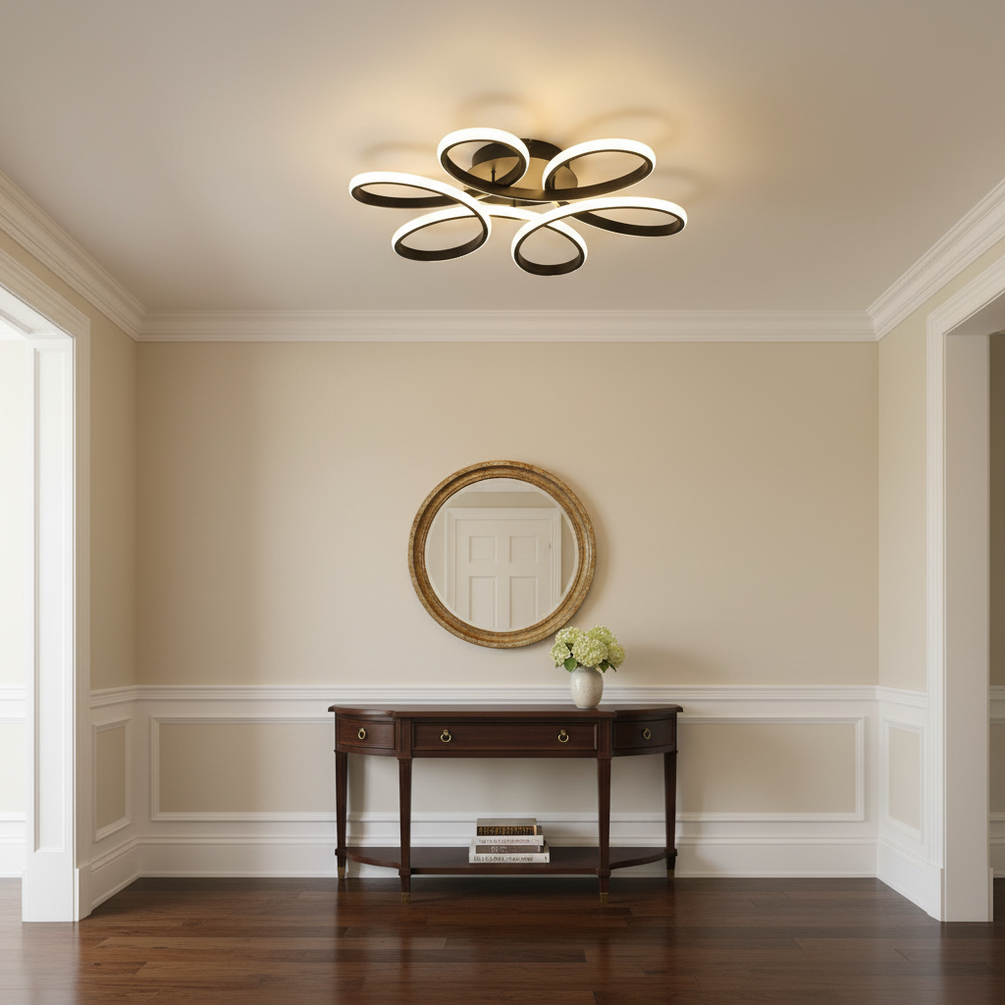 23 in. Flower Modern LED 3000K Triac Dimmable Flush Mount Ceiling Light